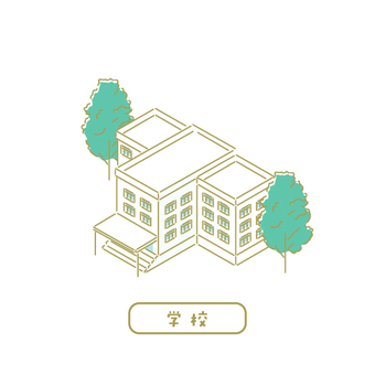 学校／先生のためのイラスト 校舎,学校,スクール,教育,キャンパス,大学,カレッジ,高校,専門学校,建物のイラスト素材