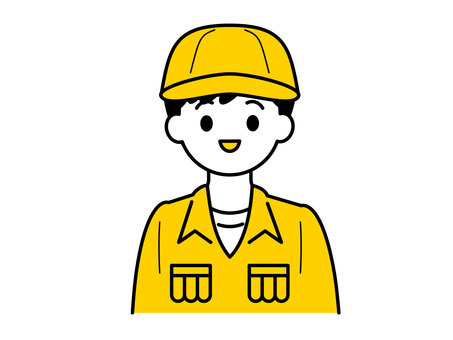 作業服の男性のイラスト05 人物,男性,20代,30代,上半身,社会人,会社員,作業服,作業着,キャップのイラスト素材