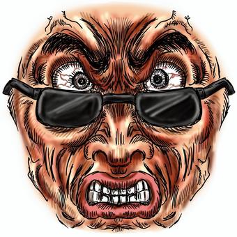チンピラ風表情パーツ チンピラ,ゴロツキ,悪人,悪者,悪漢,輩,睨む,男,サングラス,表情のイラスト素材
