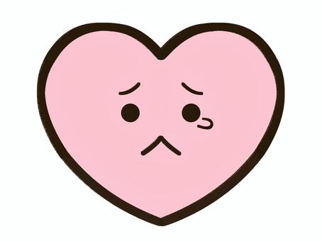 手書き_ハートのキャラクター_02 手書き,ハート,ピンク,キャラクター,悲しい,泣き顔,涙,表情,かわいい,ゆるいのイラスト素材