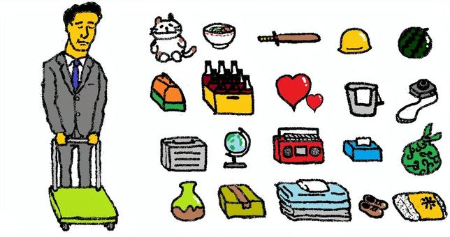 台車を押す会社員 台車,会社員,運搬,ガラガラ,営業のイラスト素材