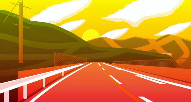 Illustration, evening, setting sun, sunset, 