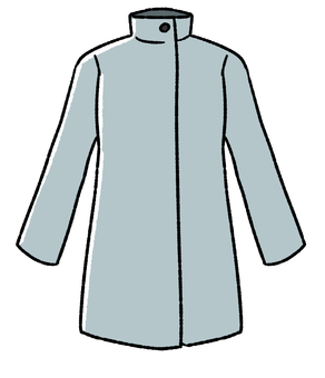 スタンドカラーコート 手描き,冬,グレー,スタンドカラーコート,コート,ロングコート,ハイネック,アウター,冬服,秋冬ファッションのイラスト素材