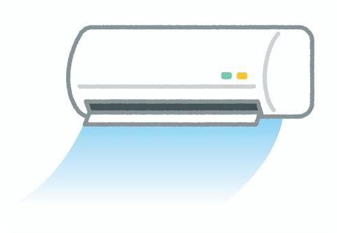 シンプルなエアコンと冷風 エアコン,クーラー,冷房,電化製品,熱中症,熱中症対策,熱中症予防,夏,7月,8月のイラスト素材