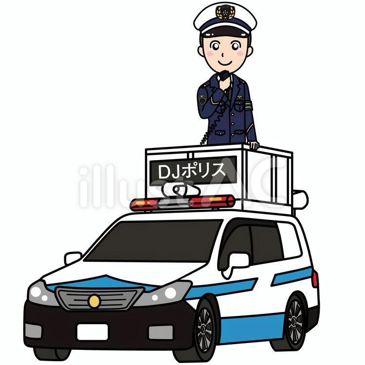 交通整理をするDJポリス djポリス,パトカー,交通整理のイラスト素材