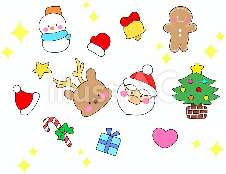 サンタさんトナカイさんのクリスマスセット クリスマス,サンタ,トナカイのイラスト素材