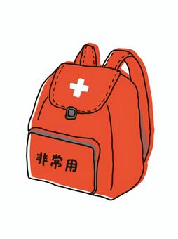 防災　赤い防災リュック　ゆる手描き 赤,非常袋,リュック,持ち出し袋,避難,避難袋,予防,対策,鞄,非常用のイラスト素材