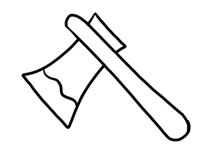 斧線画 斧,アウトドア,手描き,diy,サバイバル,キャンプ,シンプル,背景透過,自給自足,休日のイラスト素材
