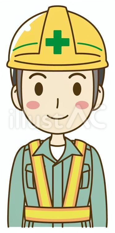 作業服を着た男性作業員＿工事現場＿上半身 作業員,作業服,作業着のイラスト素材