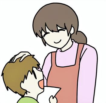 なでなで なでなで,褒める,いい子いい子,母親,子供,人物,親子のイラスト素材