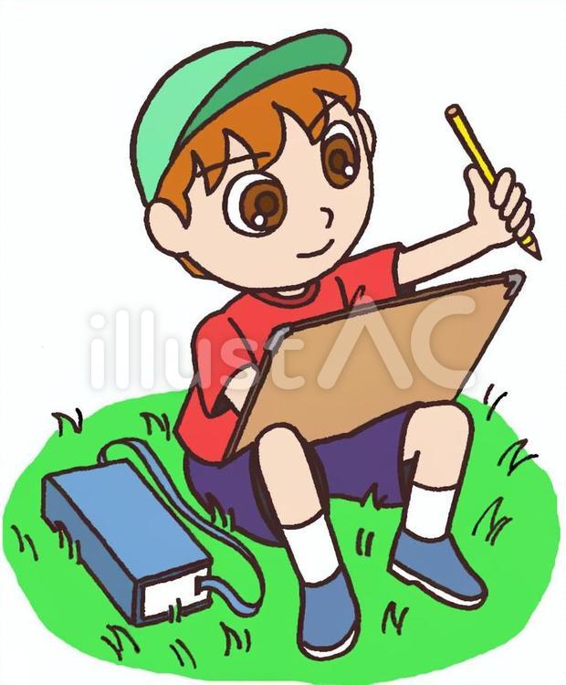 夏休みの思い出絵画 夏,夏休み,絵具のイラスト素材