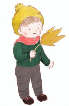 男の子 男の子,秋,紅葉,子ども,冬服,秋服,子供服のイラスト素材
