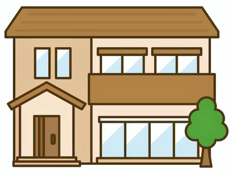 シンプルで清潔感のあるおしゃれな家の外観 家,住宅,住居,建物,外観,正面,一軒家,戸建て,建築,配色のイラスト素材