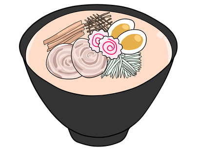 豚骨ラーメンのイラスト ラーメン,豚骨ラーメン,豚骨,麺類,チャーシュー,焼豚,玉子,豚骨スープ,食べ物,イラストのイラスト素材