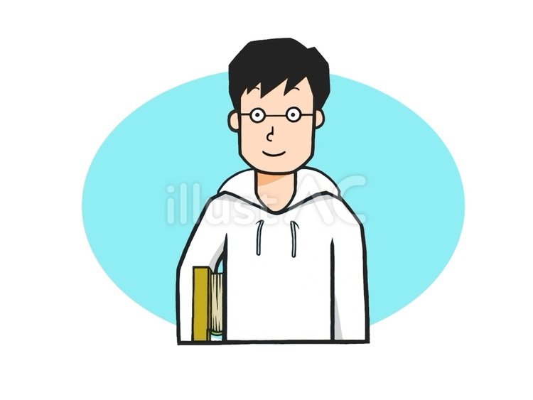 眼鏡をかけた優しそうな印象の大学生 大学生,男性,眼鏡のイラスト素材
