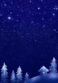 冬の夜空 ポスター・チラシ 背景 冬,夜空,星空,雪,縦長,背景,ポスター,チラシ,カード,星のイラスト素材