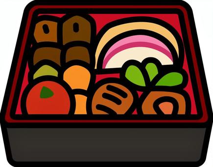 黒の重箱のおせちです。 重箱,おせち,シンプル,お正月,和風,日本,料理,縁起物,元旦,祝いのイラスト素材