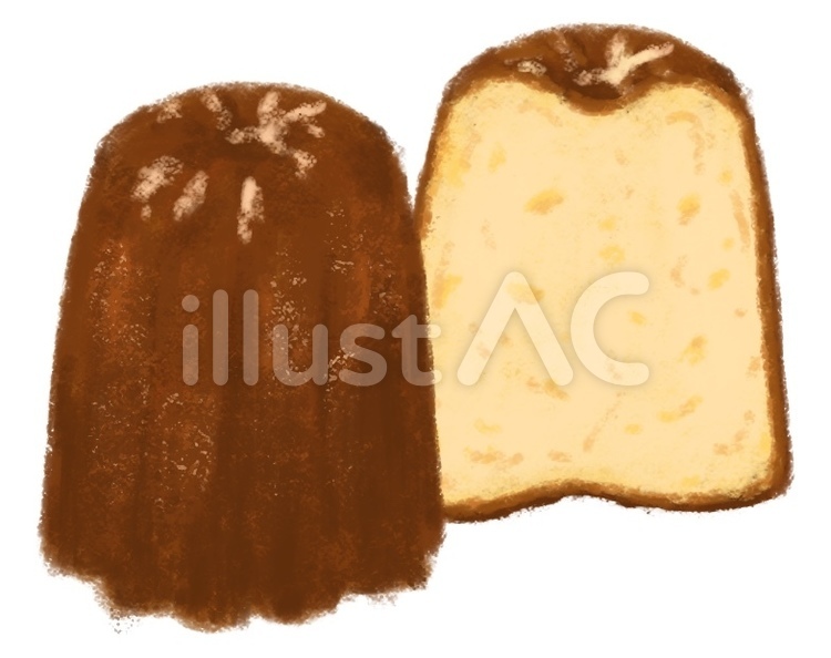 カヌレ　手描き カヌレ,断面,焼き菓子のイラスト素材