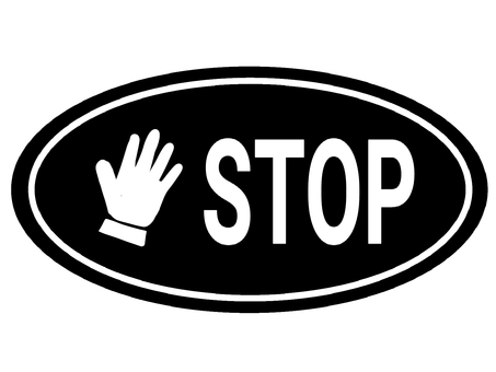 シール風イラスト〜STOP・黒〜 シール,ステッカー,スタンプ,stop,静止,イラスト,透過,黒,楕円,単色のイラスト素材