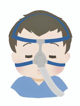 鼻マスクをつけた赤ちゃん/寝顔 医療的ケア児,人工呼吸器,鼻マスク,nppv,バイパップ,病院,nicu,小児科,在宅医療,医ケアのイラスト素材