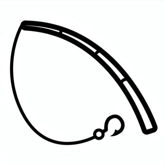 釣竿イラストかんたん01_1c 釣竿,釣り,魚釣り,竿,仕掛け,モノクロ,イラストのイラスト素材