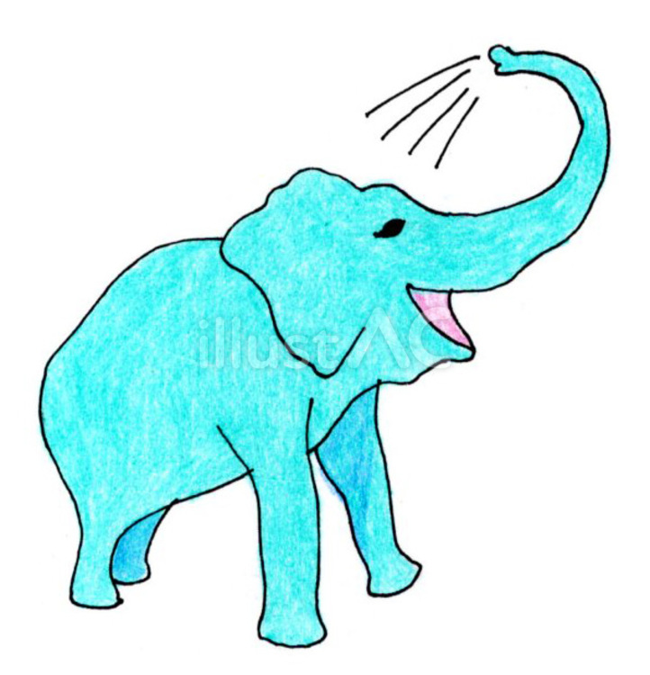 手描きの動物イラストのゾウ ゾウ,動物,動物園のイラスト素材