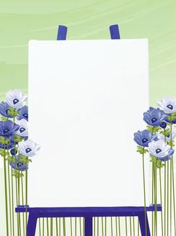 Illustration, anemones, flower, easel, 