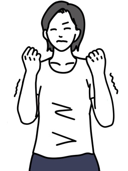 腕の漸進的筋弛緩法 女性,漸進的筋弛緩法,グー,緊張,腕,震える,力,拳,リラックス法,ストレス解消のイラスト素材