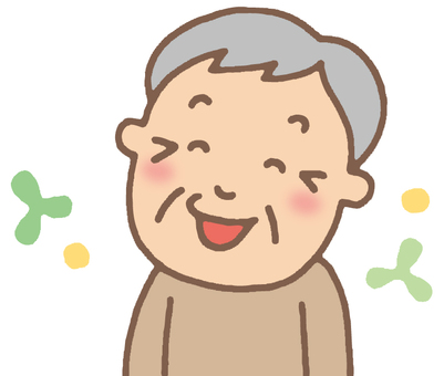 笑顔のおじいちゃん上半身 おじいさん,男性,高齢者,笑顔,にこにこ,上半身,介護,福祉,しわ,白髪のイラスト素材