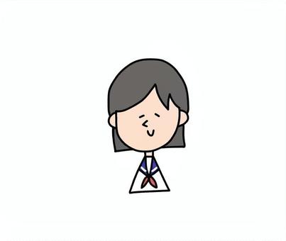 制服姿の女の子(ミディアム) ゆるかわ,ほんわか,女の子,学生,可愛い,手書きイラスト,優しい,癒し,ちびキャラ,シンプルのイラスト素材