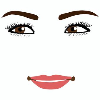 輪郭線のない女性の顔薄メーク14 人,女性,若い,顔,輪郭,正面,化粧,薄い,シャドー,目のイラスト素材