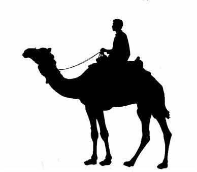 ラクダに乗る人のシルエット ラクダに乗る人のシルエット ラクダ,乗る,人,砂漠,シルエット,動物,旅人,異国,冒険のイラスト素材