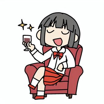 ワイングラス片手に優越感少女 小学生,片手,優越感,セレブ,ぶどうジュース,イメージ,ワイングラス,金持ち,コップ,富豪のイラスト素材