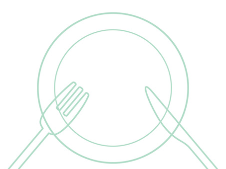 緑のナイフとフォークと皿 ナイフ,フォーク,皿,食器,食事,グルメ,料理,線画,緑,おしゃれのイラスト素材
