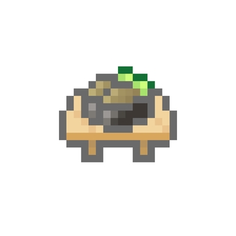 ドット絵の寿司下駄に乗ったお寿司かにみそ ドット絵,ピクセル,ピクセルアート,かわいい,お寿司,寿司,握り,軍艦,ネタ,カニ味噌のイラスト素材