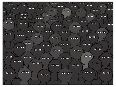 暗闇の中の観客 暗闇,観客,シルエット,瞳,目,大勢,手描き,素材,商用可,無料のイラスト素材