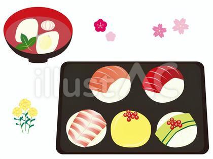 てまり寿司とはまぐりのお吸い物