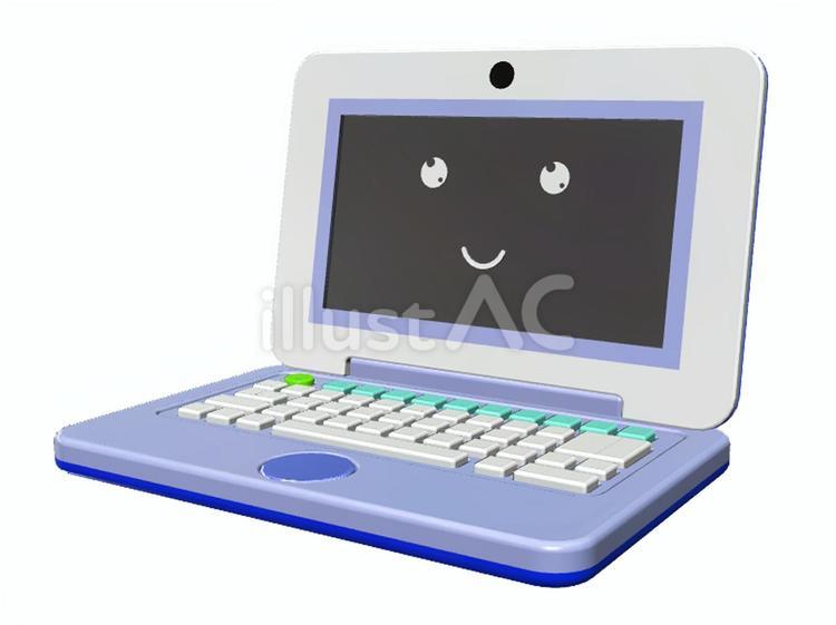 ノートPC　子供用　顔 ノートパソコン,子供用,笑顔のイラスト素材