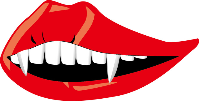 悪魔唇 悪魔,ドラキュラ,唇,牙,口紅,口元,顔,不気味,ホラーのイラスト素材