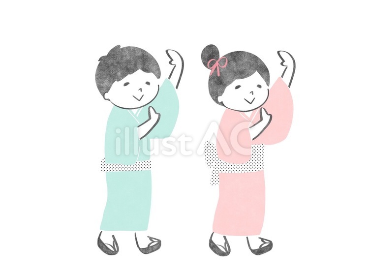 盆踊りを踊る子供たち 子ども,盆踊り,かわいいのイラスト素材