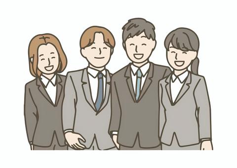 笑顔のビジネスマン仲間 人物,サラリーマン,キャリアウーマン,職業,新入社員,ol,ビジネスマン,ビジネスウーマン,スーツ,男性のイラスト素材