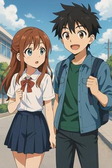 道でバッタリ出会う幼なじみ