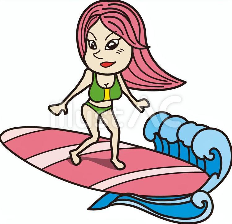 サーファー女性 サーフィン,サーファー,女性のイラスト素材