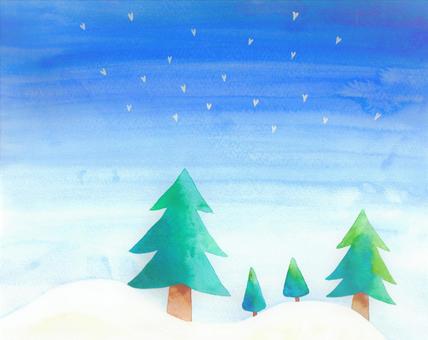 Illustration, schnee, weihnachten, baum, 