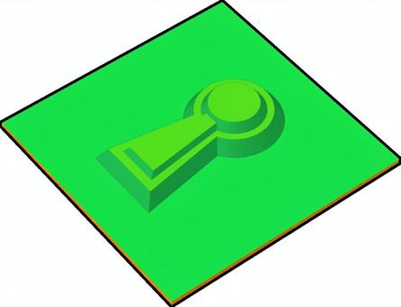 前方後円墳 考古学,遺跡,古墳,前方後円墳,緑色,蛍光色,3dcg,立体,デフォルメ,背景透過のイラスト素材