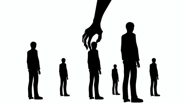 選ばれる人間 選択,選ばれる,人間,手,巨大,シルエット,社会,不安,抽象,ビジネスのイラスト素材
