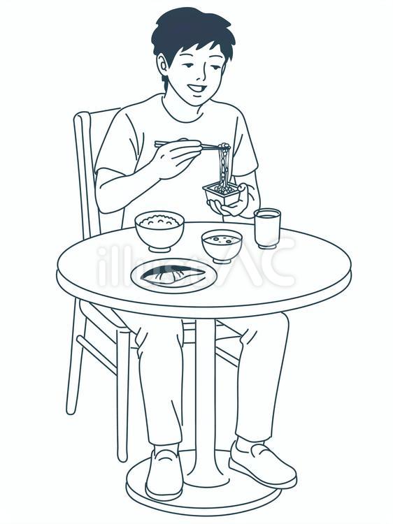 納豆を食べる男性 納豆,男性,食べるのイラスト素材