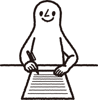 記入する人 書類,手紙,申し込み,お礼状,アンケート,遺言状,作成,記入,手書き,書くのイラスト素材