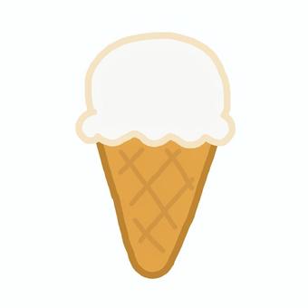 バニラアイスクリーム アイスクリーム,バニラ,コーン,食べ物,洋菓子,冷菓,１つ,単体,白い,シンプルのイラスト素材