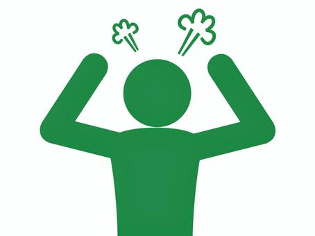 両手を振り上げてプンプン怒る人（緑） 人,人物,ピクトグラム,上半身,怒る,怒り,立腹,腹立ち,不快,不愉快のイラスト素材